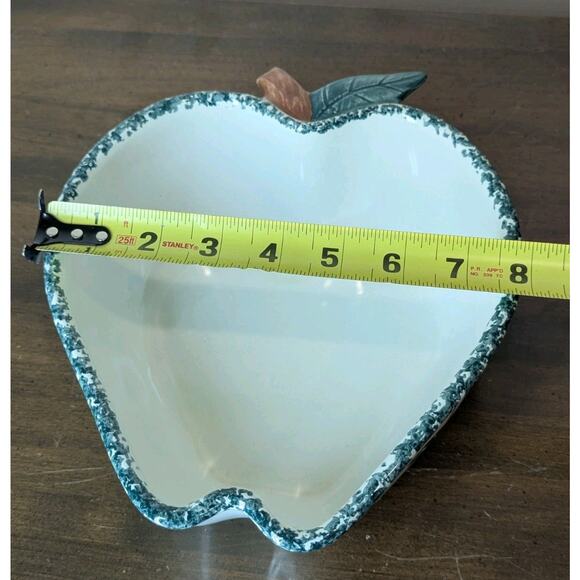 Vintage Chaparral Art Pottery USA Apple Shaped Bowl Dish 8" x 9" Hand Painted - Picture 7 of 9